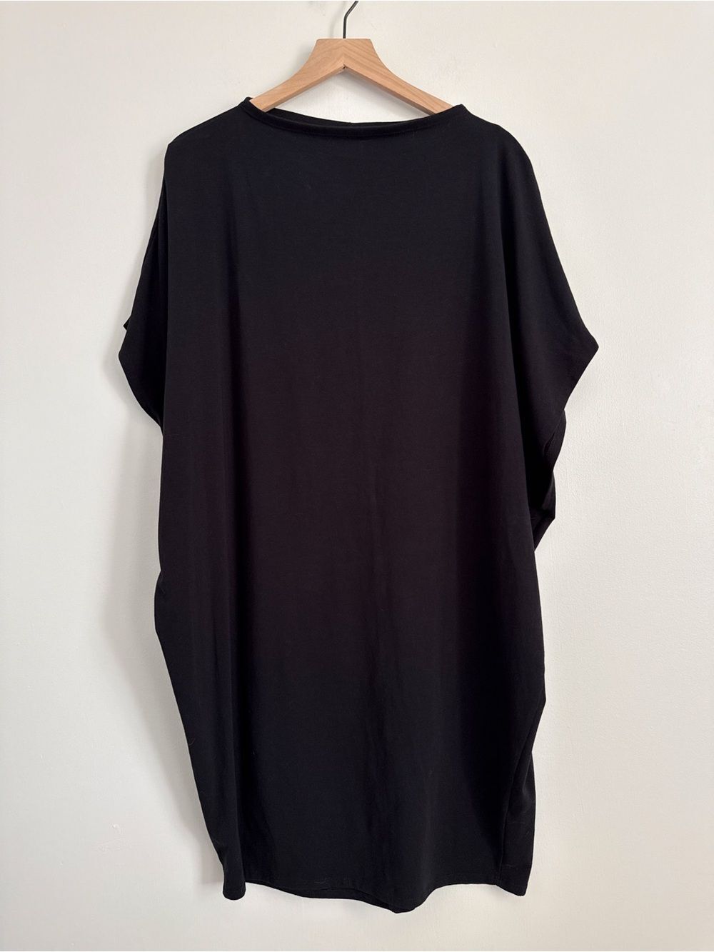 Malaika New York Black Organic Cotton Cocoon Tunic Dress One Size